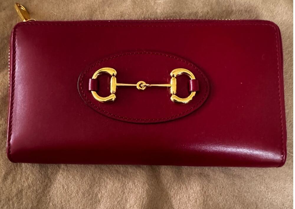 Gucci Horsebit 1955 Zip-Around Long Wallet Cherry Red Leather Gold Hardware